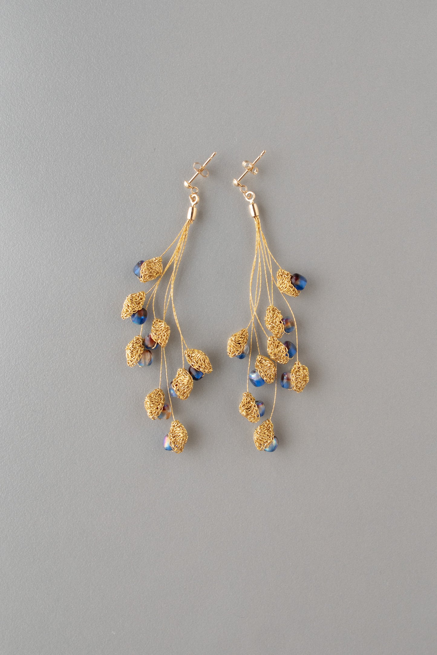 Venetian glass earrings | Hand-pressed genuine gold thread K18YG