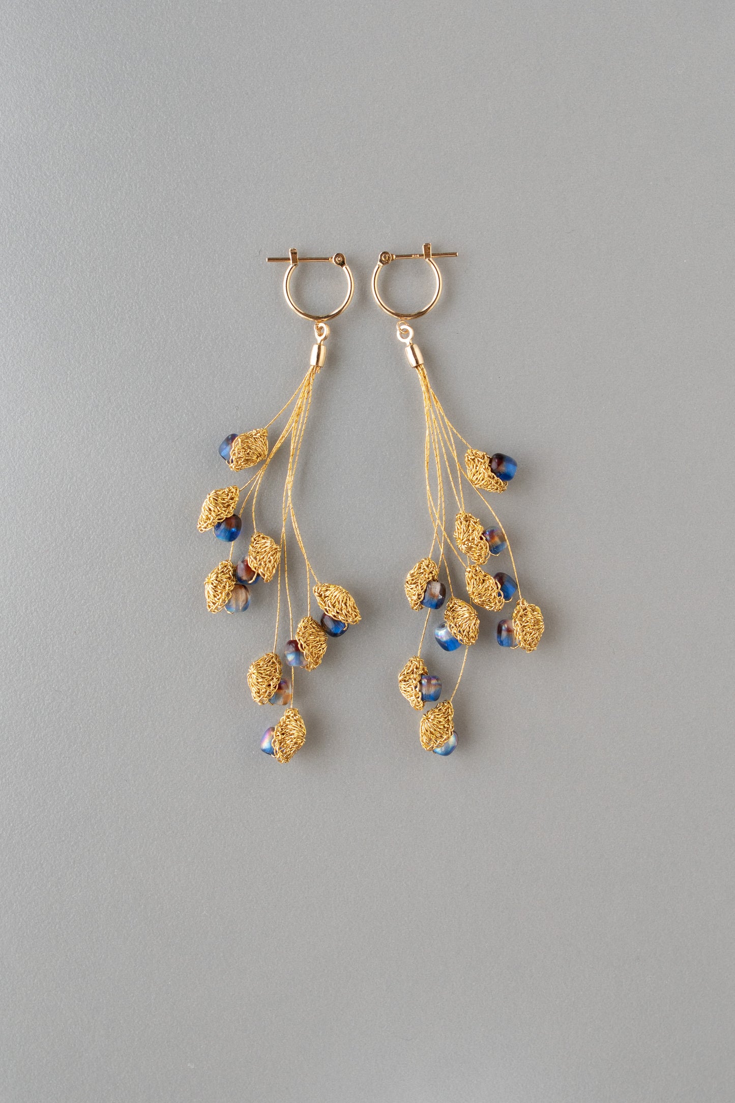 Venetian glass earrings | Hand-pressed genuine gold thread K18YG