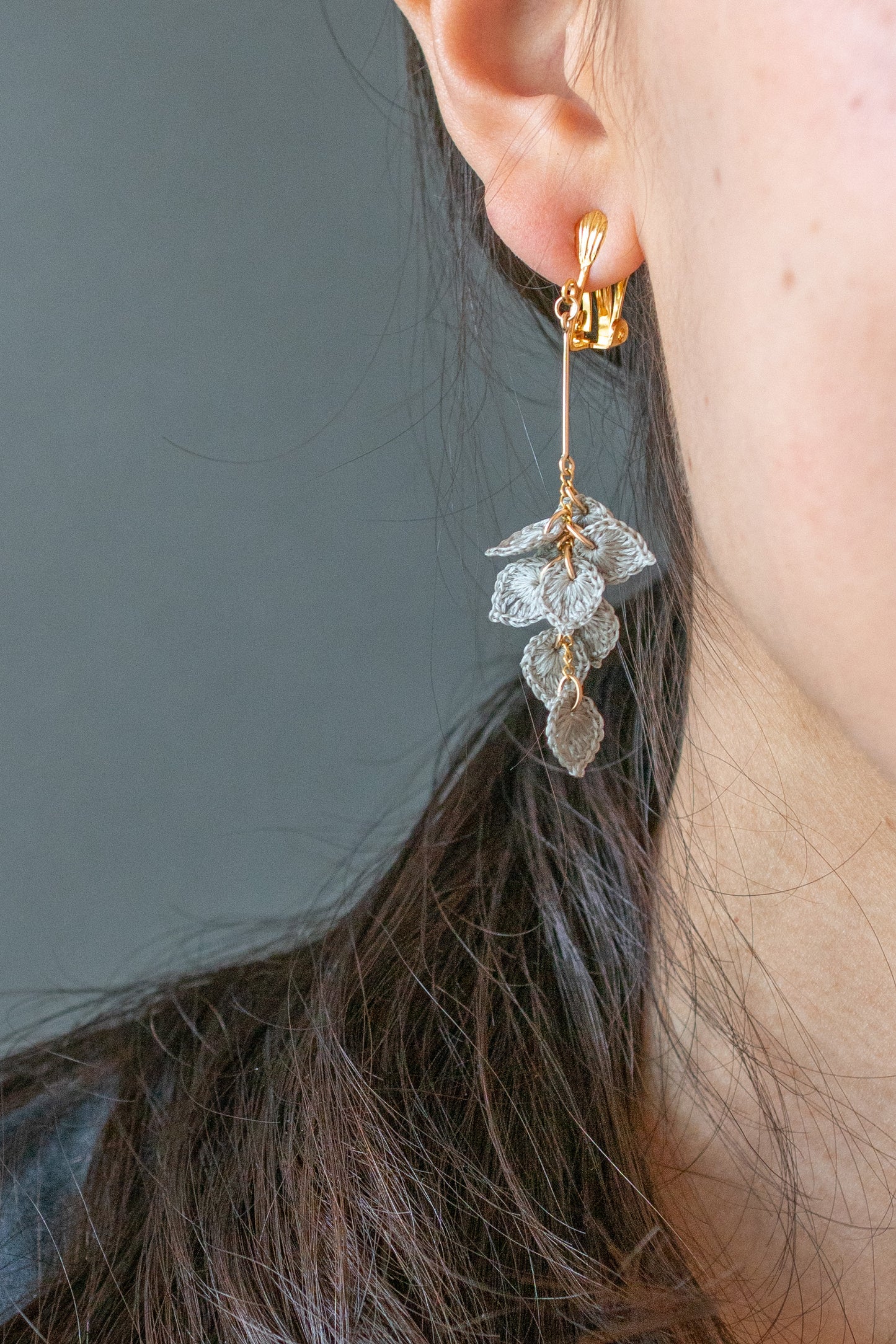 Leaf earrings Long | Silver gray