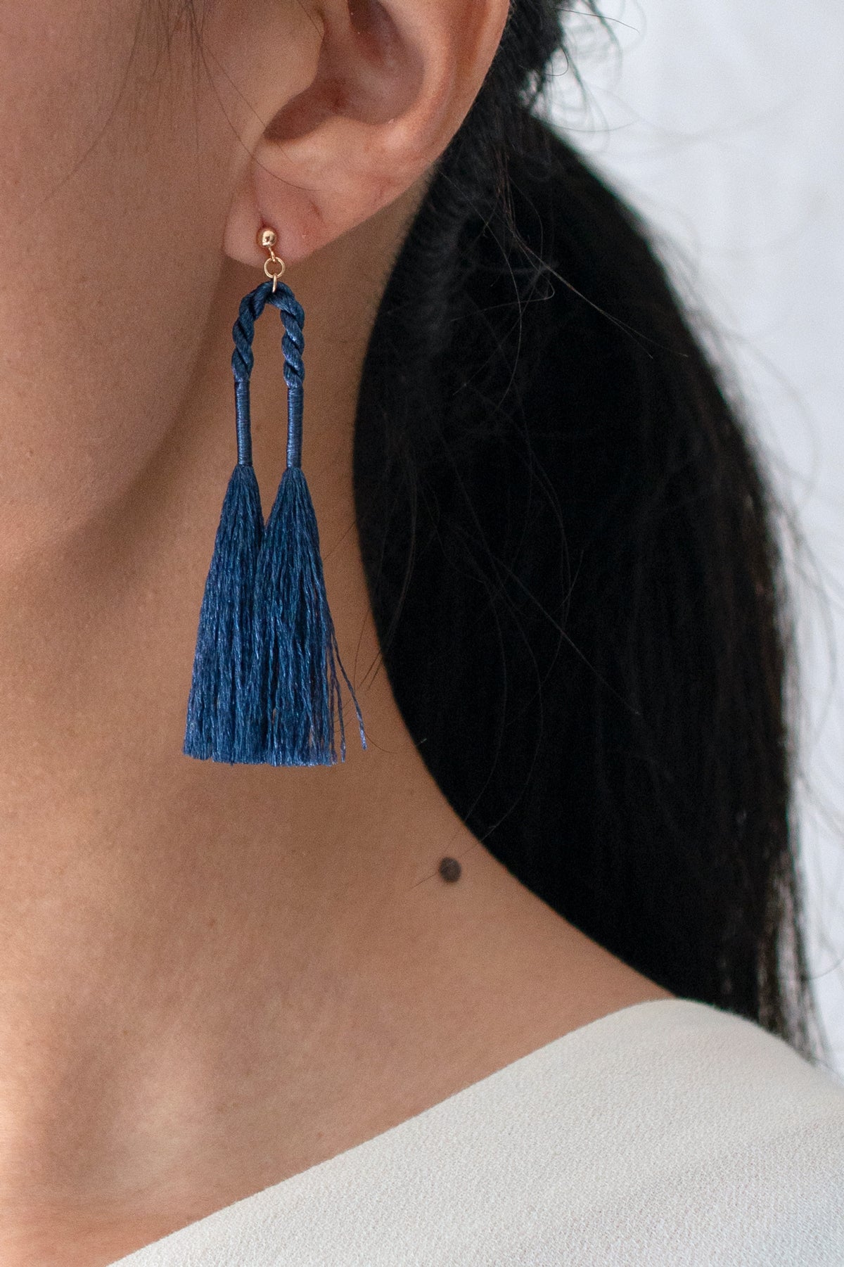 Arch tassel earrings | Indigo